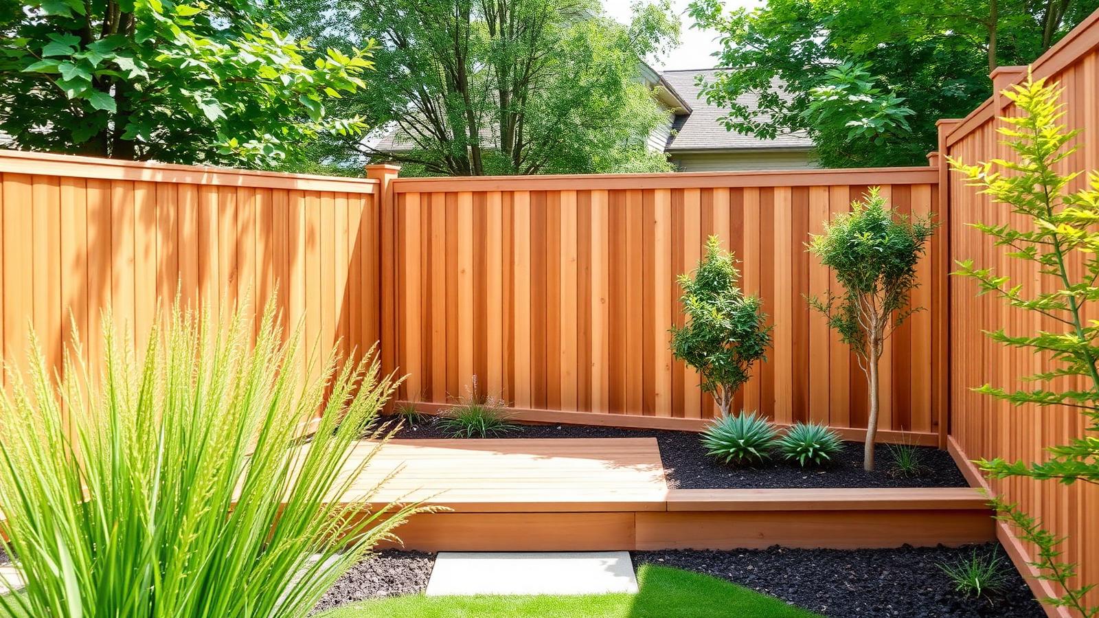 Cedar privacy fence and backyard deck project